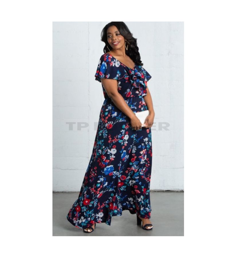 Blomstret plus size maxi kjole Plus Size Kjoler tp kjoler
